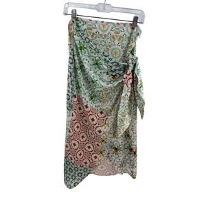 ZARA Tile Print Wrap Midi Skirt Women Size M Multicolored Bohemian